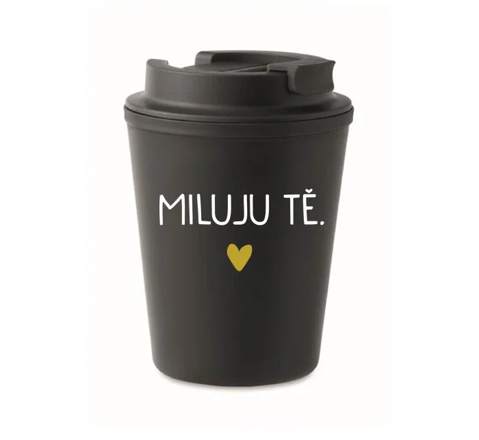 MILUJU TĚ. - černý termohrnek 300 ml