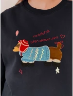 Dámská oversize mikina s výšivkou DOGSWEETY navy blue FashionStreet BY1480