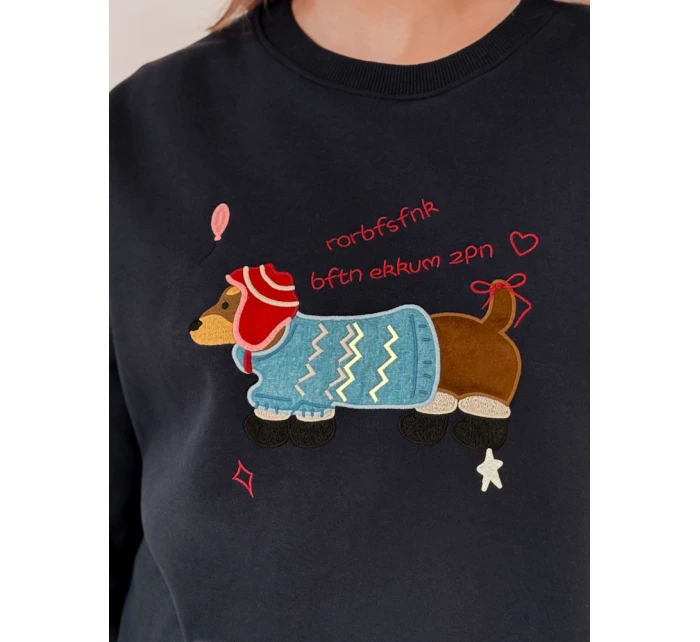 Dámská oversize mikina s výšivkou DOGSWEETY navy blue FashionStreet BY1480