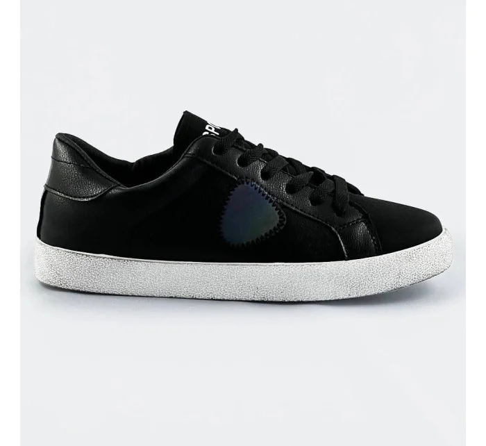 Černé dámské tenisky z různých spojených materiálů model 17267654