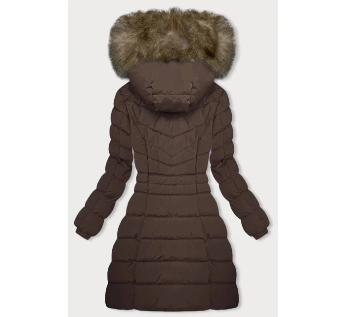 Hnědá péřová dámská zimní bunda model 21246013 - LHD Hnědá péřová dámská zimní bunda model 21246013 - LHD