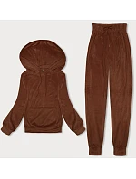 Hnědá dámská velurová souprava s kapucí model 19368947 - J.STYLE