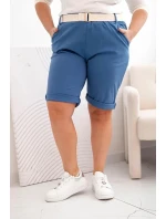 Dámské bavlněné šortky Plus Size s páskem denim Dámské bavlněné šortky Plus Size s páskem denim