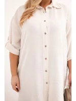 Dámská košile Plus Size z viskózy s delším zadním dílem béžová