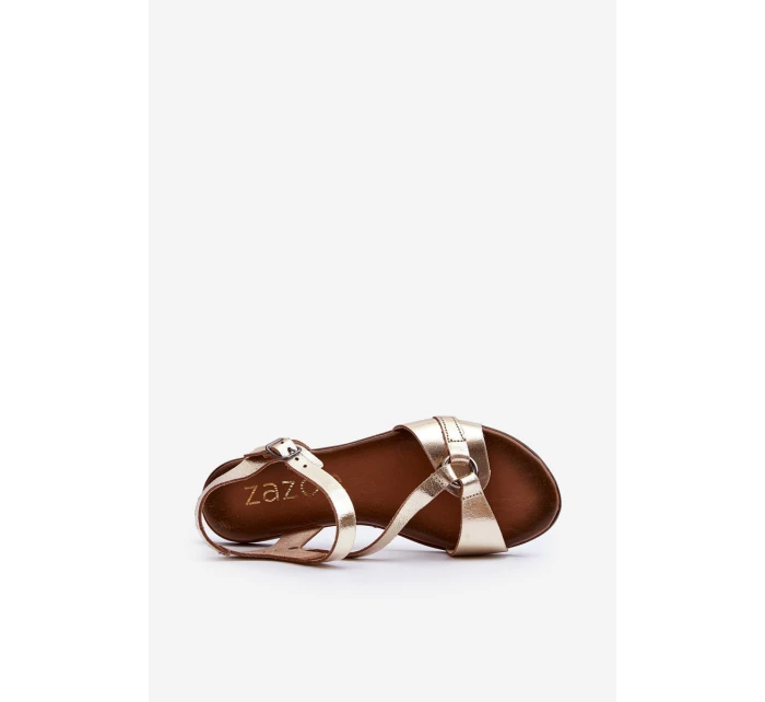 model 21647967 Dámské kožené sandály zlaté - Zazoo