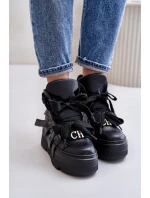 Kožené Dámské Sneakersy Na Masivní Platformě model 21673898 Černé - CheBello