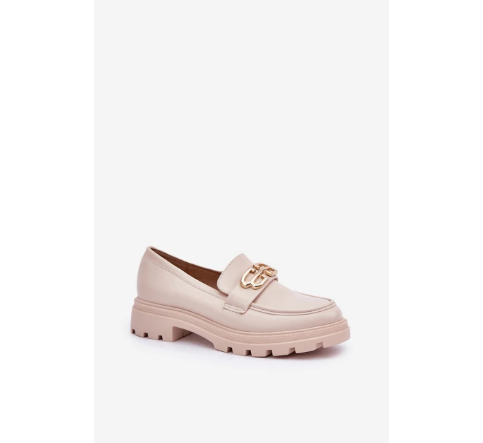 Dámské Mokasíny Se Zlatým Detalem Béžové model 21683267 - Boto