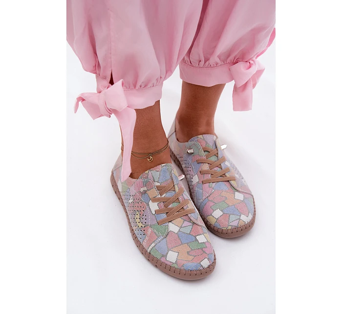 Vzorované vzorované dámské polobotky z přírodního semiše vícebarevné model 22123289 - Boto