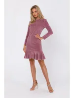 M765 Šaty s nařaseným spodním lemem - krepová růžová