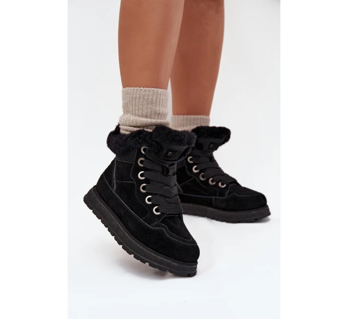 Dámské sněhule na platformě s kožešinkou Big Star – černé