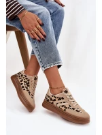 Dámské tenisky na platformě s leopardím vzorem – béžové Denissa Dámské tenisky na platformě s leopardím vzorem – béžové Denissa
