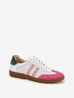 Dámské kožené tenisky ažurové Zazoo – bílo/růžové