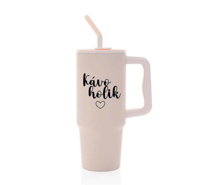 KÁVOHOLIK - růžový cestovní termohrnek 900 ml