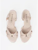 Trendy dámské hnědé  sandály na širokém podpatku