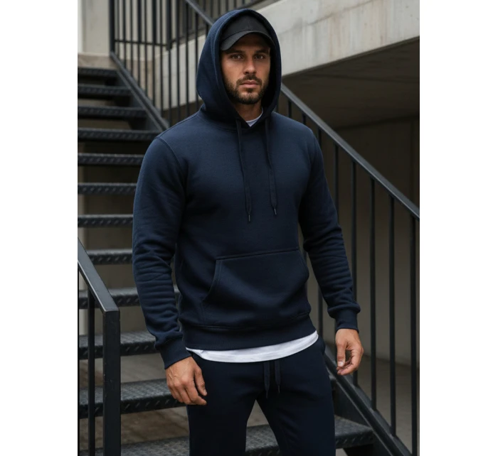 Pánská mikina s kapucí tmavě modrá BX3001