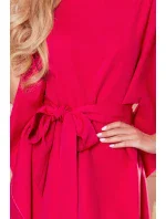 SOFIA - Dámské motýlkové šaty v malinové barvě se zavazováním v pase 287-17 SOFIA - Dámské motýlkové šaty v malinové barvě se zavazováním v pase 287-17