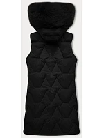 Dámská bunda bez rukávů s kožešinou na kapuci J Style černá (16M9172-392) Dámská bunda bez rukávů s kožešinou na kapuci J Style černá (16M9172-392)