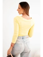 Dámská viskózová blůza s širokým výstřihem a dlouhým rukávem žlutá Dámská viskózová blůza s širokým výstřihem a dlouhým rukávem žlutá