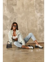 Dámské kožené polobotky na masivním podpatku stříbrné Lemmitty Dámské kožené polobotky na masivním podpatku stříbrné Lemmitty