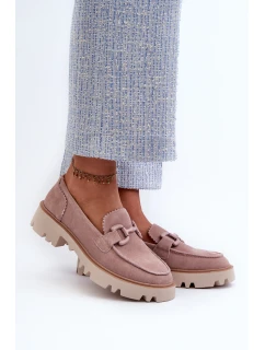 Dámské semišové mokasíny s ozdobou béžové D&A TW117 Béžové