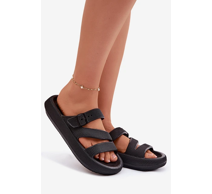 Pěnové dámské pantofle s pásky a sponou Big Star model 22100720 Černé - Big Star Shoes