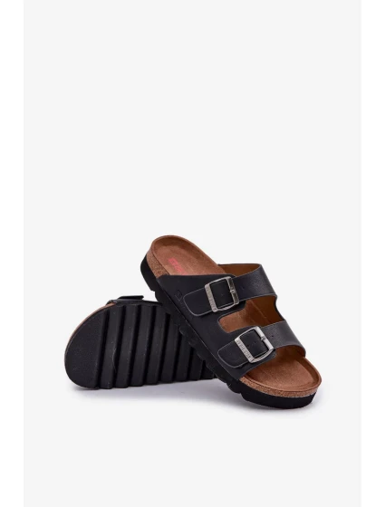 Pánské lehké pantofle s přezkami z ECO kůže Big Star – černé