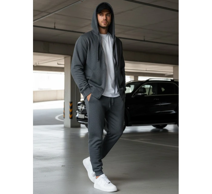 Pánská mikina na zip antracitová BX2196