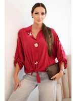 Dámská košile s ozdobnými knoflíky a límcem bordová model 21402214 - K-Fashion