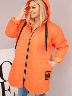 Dámská bunda Plus Size prošívaná s kapucí a nápisem HOPE oranžová