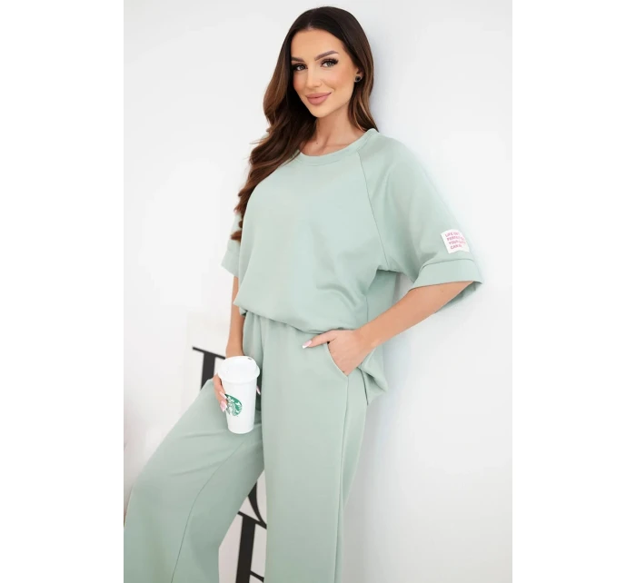 Dámský komplet z viskózy mikina a široké kalhoty máslový tmavě model 22014185 - K-Fashion