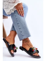 Pantofle s ozdobnými korálky S.Barski KV-2775-47 Černé