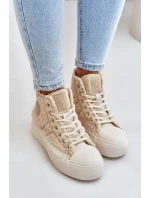 Zateplené Dámské Tenisky S Kožíškem Big Star Béžové model 21675253 - Big Star Shoes Zateplené Dámské Tenisky S Kožíškem Big Star Béžové model 21675253 - Big Star Shoes