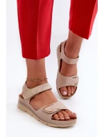 Pohodlné dámské sandály na suchý zip, béžová Iphiope
