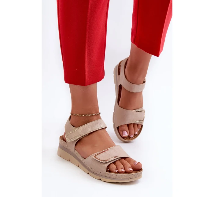 Pohodlné dámské sandály na suchý zip, béžová Iphiope