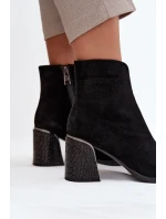 Dámské kotníkové boty Vinceza na sloupku s tlačeným vzorem – černé Dámské kotníkové boty Vinceza na sloupku s tlačeným vzorem – černé