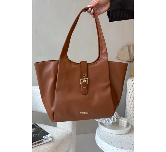 Dámská kabelka shopper s přezkou Nobo – světle hnědá