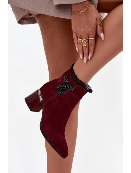 Dámské zateplené kotníkové boty z přírodního semiše D&A - bordó Dámské zateplené kotníkové boty z přírodního semiše D&A - bordó