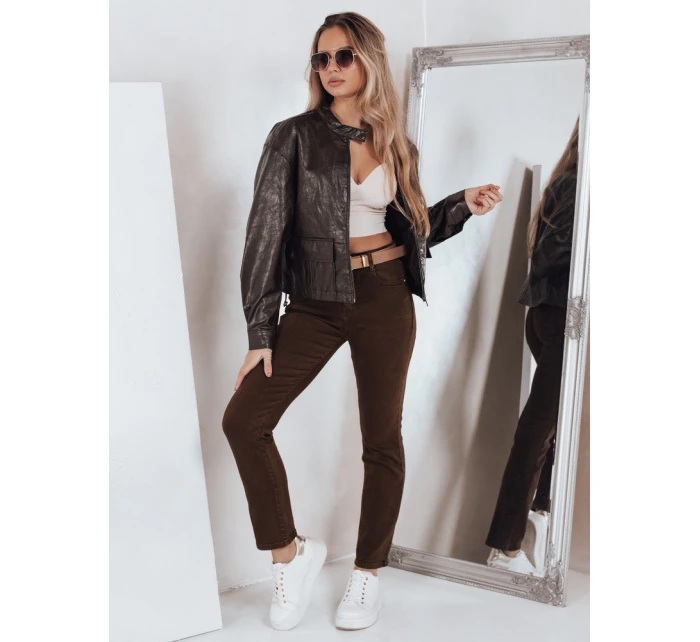 Dámské úzké zúžené džíny hnědé FashionStreet UY2843