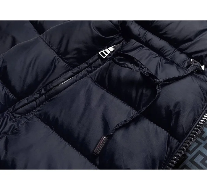 Tmavě modro-šedá oboustranná dámská zimní bunda (mhm-w556) Tmavě modro-šedá oboustranná dámská zimní bunda (mhm-w556)