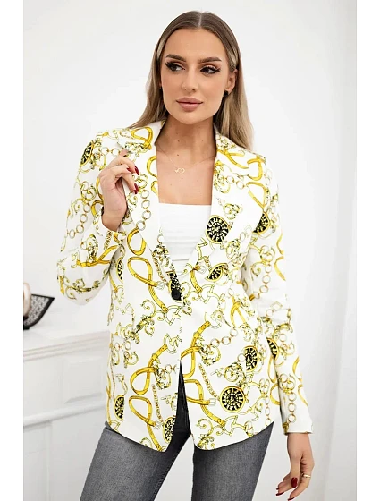 Bavlněná bunda s potiskem a knoflíkem model 20770534 - K-Fashion Bavlněná bunda s potiskem a knoflíkem model 20770534 - K-Fashion