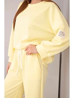 Dámský komplet z maslového materiálu mikina + kalhoty tmavě žlutý