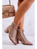 Semišové Prolamované Boty model 21580465 Béžová - Maciejka