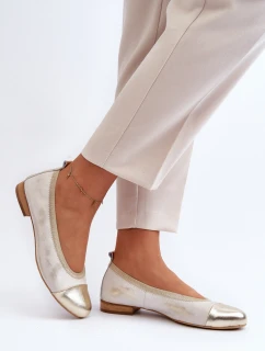 Kožené baleríny Zlaté model 21646187 - Zazoo
