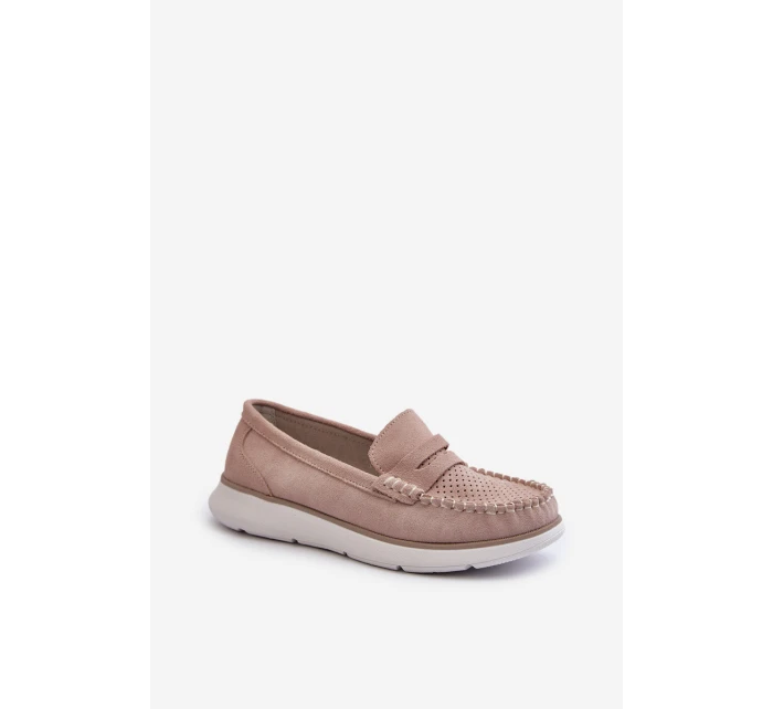 Sametové mokasíny na platformě Sergio Leone SP012 Beige