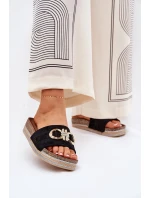 Dámské Pantofle Na Platformě S A Zlatou Dekorací Černé model 21689964 - Boto Dámské Pantofle Na Platformě S A Zlatou Dekorací Černé model 21689964 - Boto