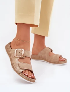 Dámské Pantofle S Přezkou A Zipem Béžové model 21702174 - Inblu