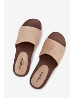 Dámské pantofle s zlatými sponami béžové Ferinna