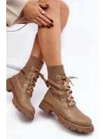 Dámské kozačky se šněrovací ponožkou, hnědá Gentiana Dámské kozačky se šněrovací ponožkou, hnědá Gentiana