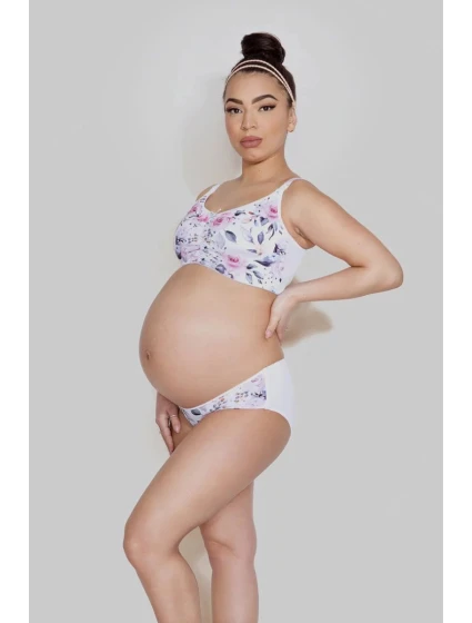 Dámská podprsenka kojící top Easy Bra MAMA basic bílá s květy  - Mitex