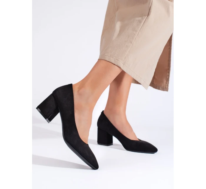 Klasické dámské černé  lodičky na širokém podpatku